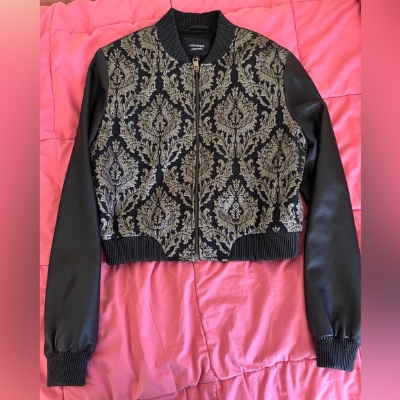 Lamarque Black and Gold Bomber Jacket - Picture 7 of 9